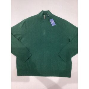 Polo Ralph Lauren Mens Green Wool Blend Quarter Zip Sweater XXL New